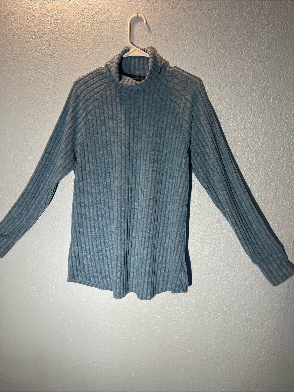 Source Unknown Blue Ribbed Turtleneck Sweater